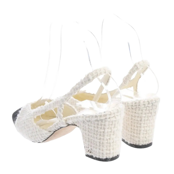 Chanel Slingback tweed sandals