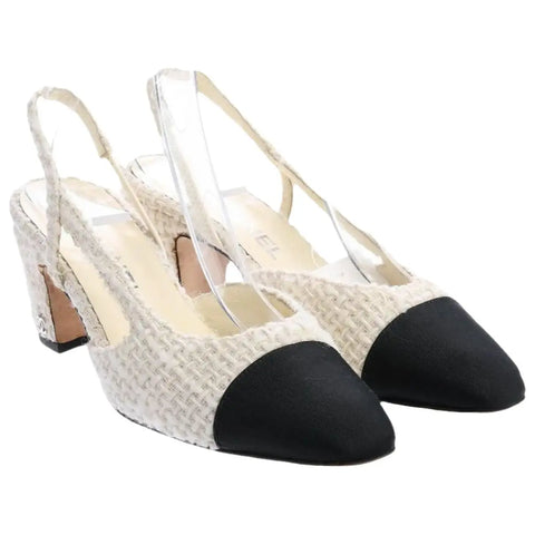 Chanel Slingback tweed sandals