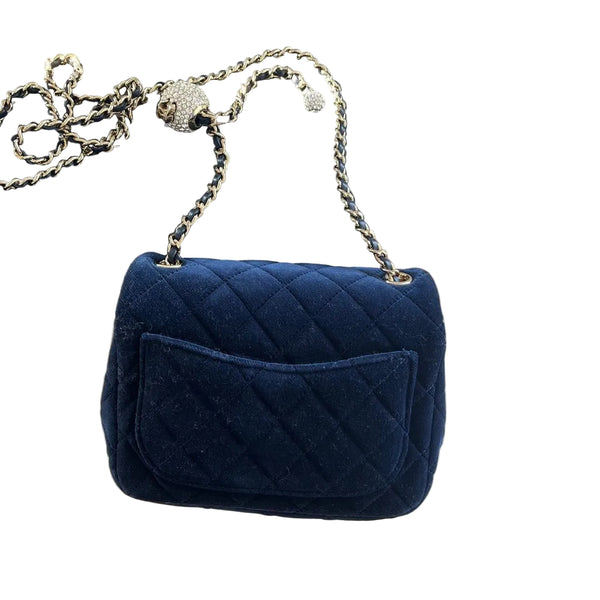 Chanel Velvet Mini Pearl Crush Flap Bag
