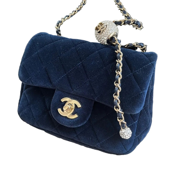 Chanel Velvet Mini Pearl Crush Flap Bag