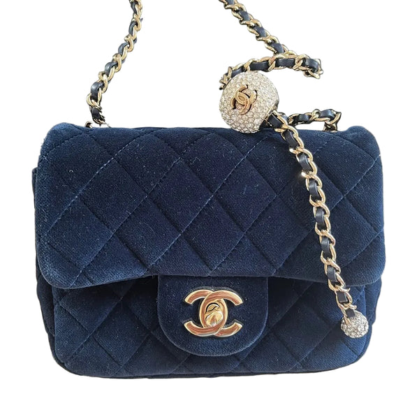 Chanel Velvet Mini Pearl Crush Flap Bag